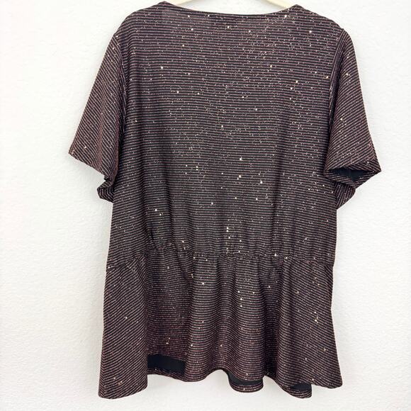 Lane Bryant Womens Classic Flutter Sleeve Peplum Top Size 26/28  Metallic Copper - Picture 4 of 7